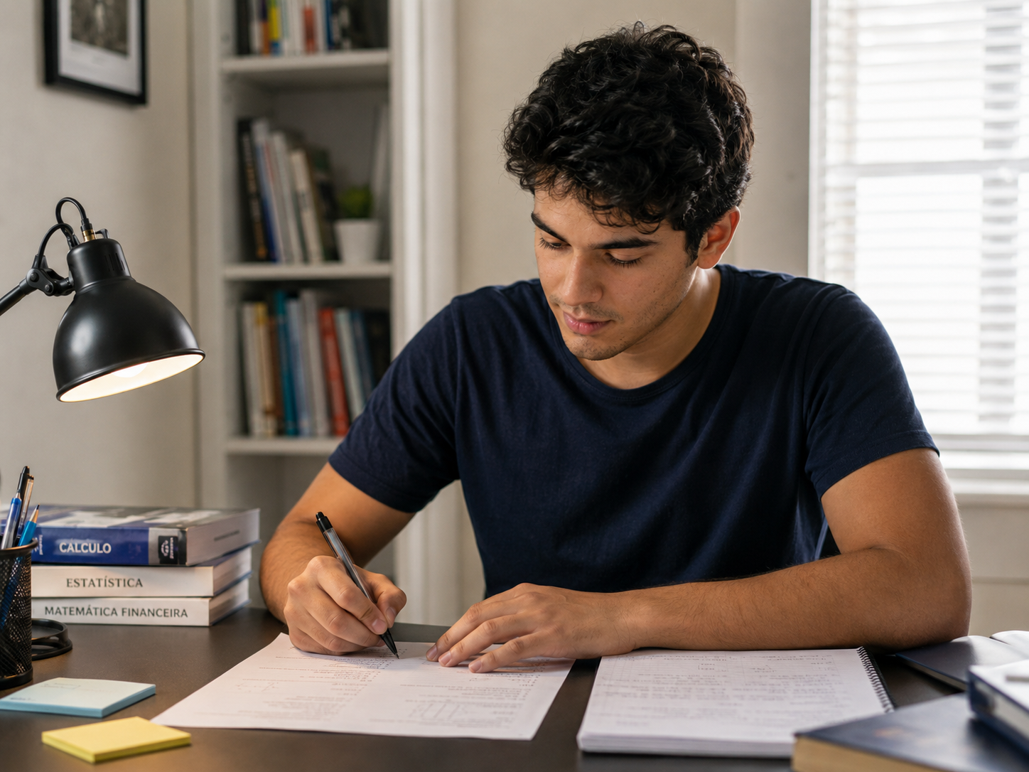 Aluno estudando português em casa